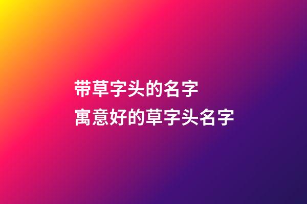 带草字头的名字  寓意好的草字头名字